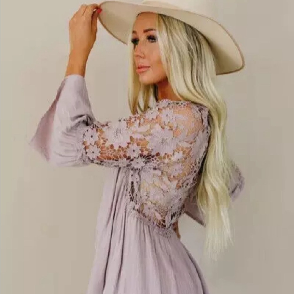 New Boho Lilac Purple Lace Festival Button Front Blouse Top Shirt